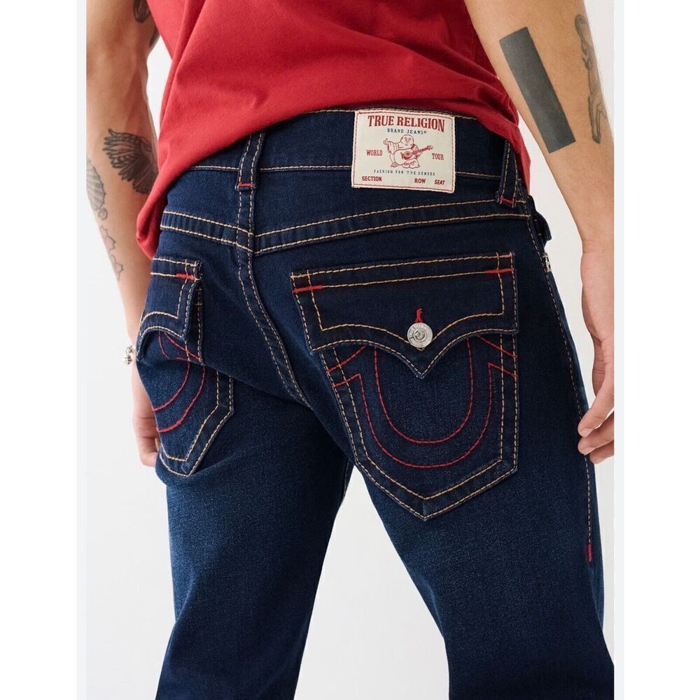 NEW TRUE RELIGION $199 ROCCO BIG T STITCH FLAP RELAXED SKINNY JEANS SZ 30x32